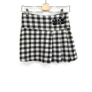 90s Clueless Plaid Pleated Buckle Knit Mini Skirt